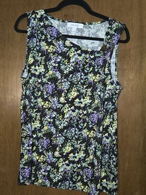 Nine West Black Floral Sleeveless Top